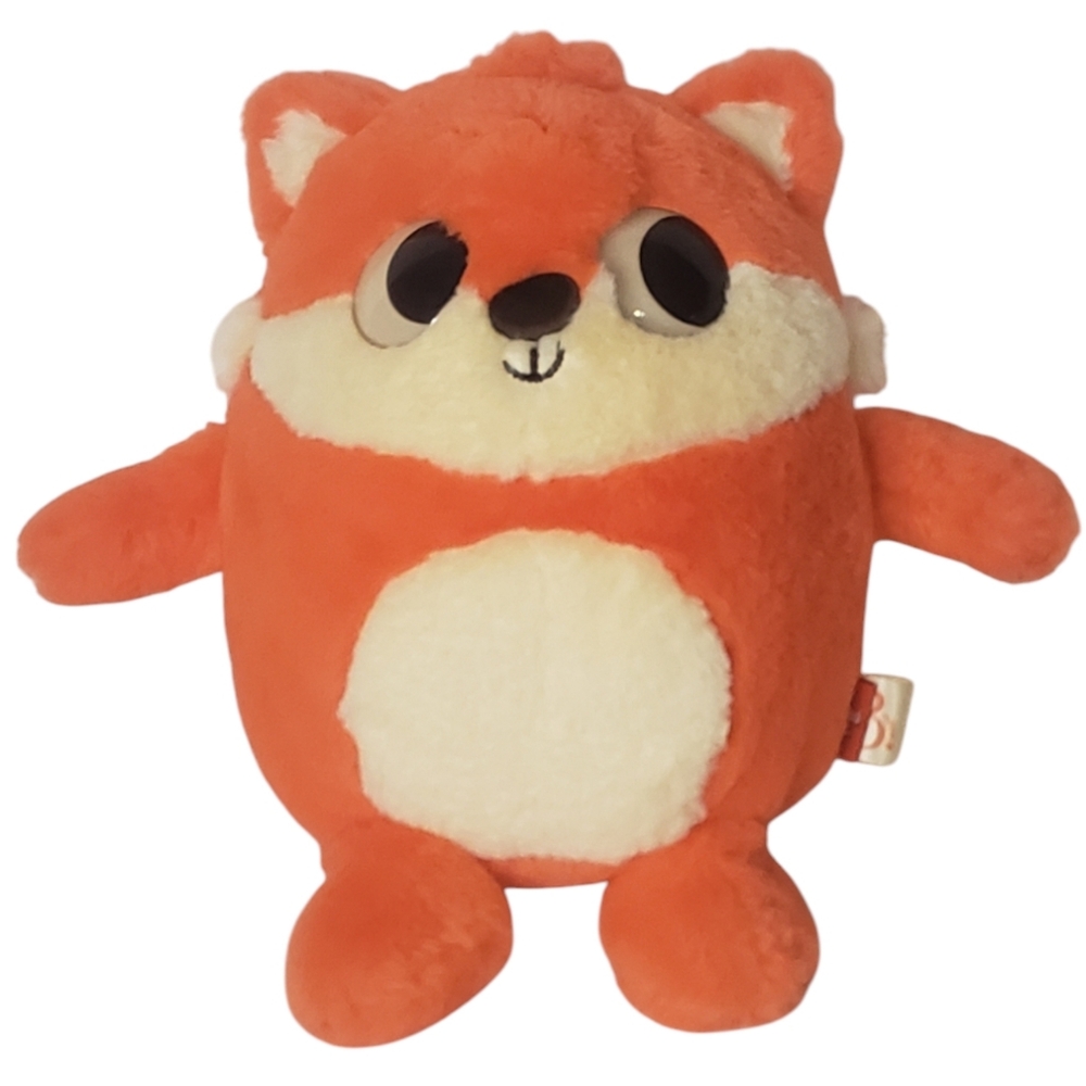 Land of B Orange White Fluffy Doos Plush Soft Stuffed Animal.